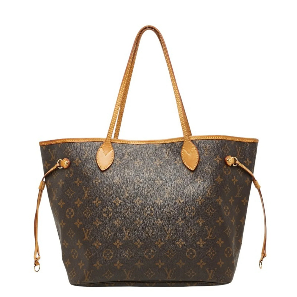 LOUIS VUITTON Brown Monogram Leather Neverfull MM Shoulder Bag